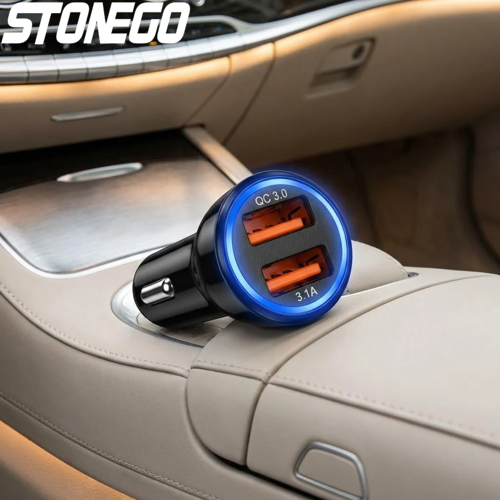33W Dual USB Car Charger Fast Charging Adapter Smart IC Vehicle Power Supply Compatible with All Cars Car Accessory