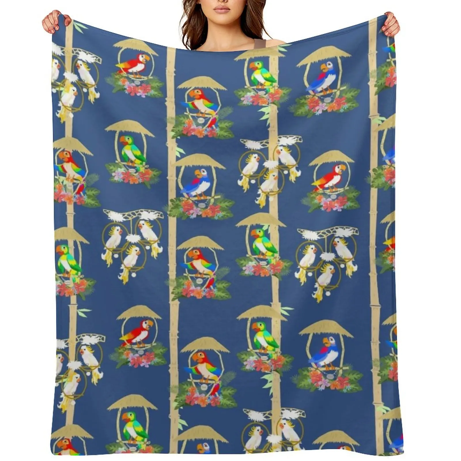 

Tiki Room Birds in Blue Throw Blanket Blankets For Baby warm winter Single Comforter Blankets