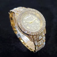 Luxury Diamond Watch for Men Fashion Bling Iced Out Day Date Watches Hip Hop Golden Stainless Steel Quartz Man Clock Hot Sale - Image 4