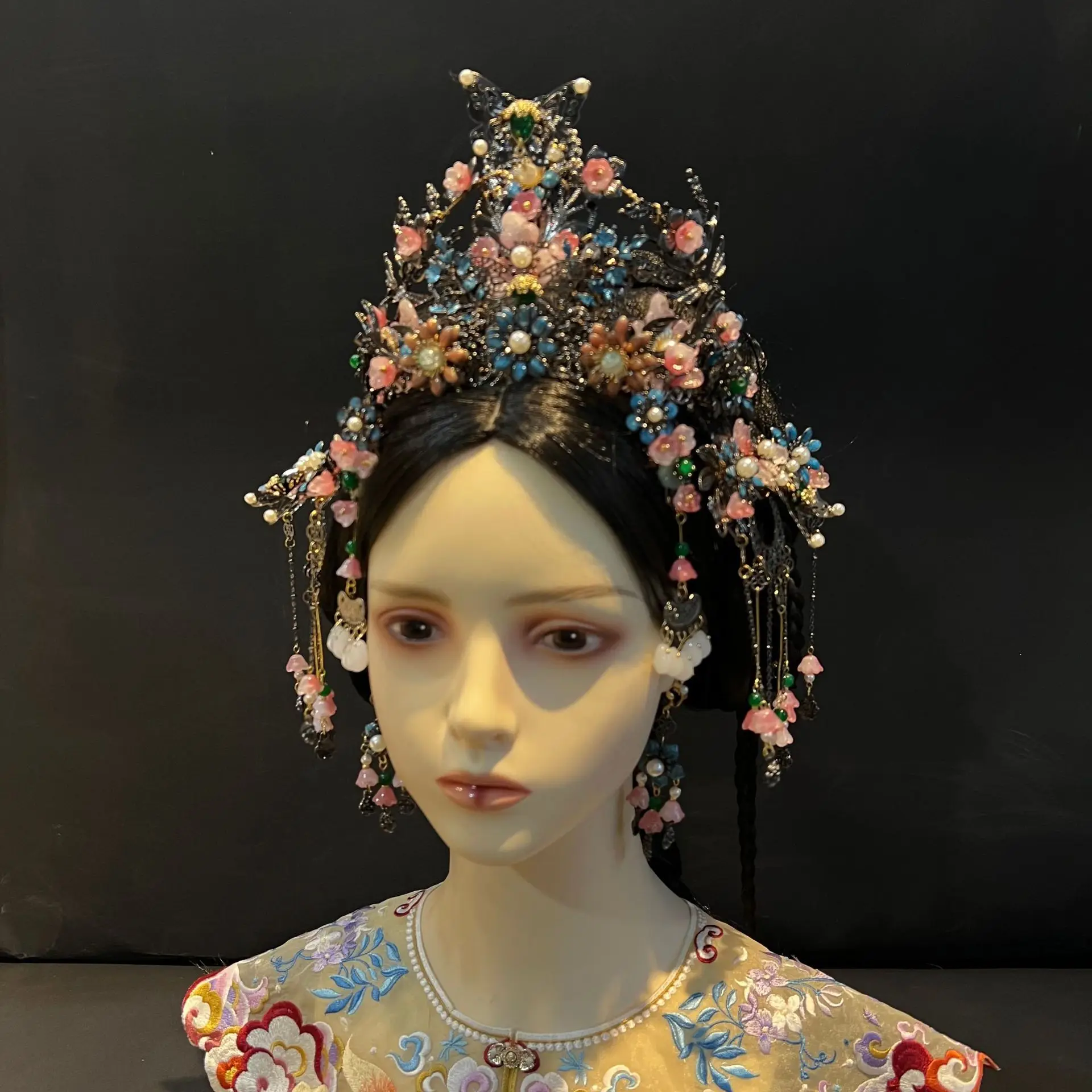 

Sweet Dark Chinese Style Retro Old Color Niche Qing Han Women's Accessories Tuinga Headdress Suit