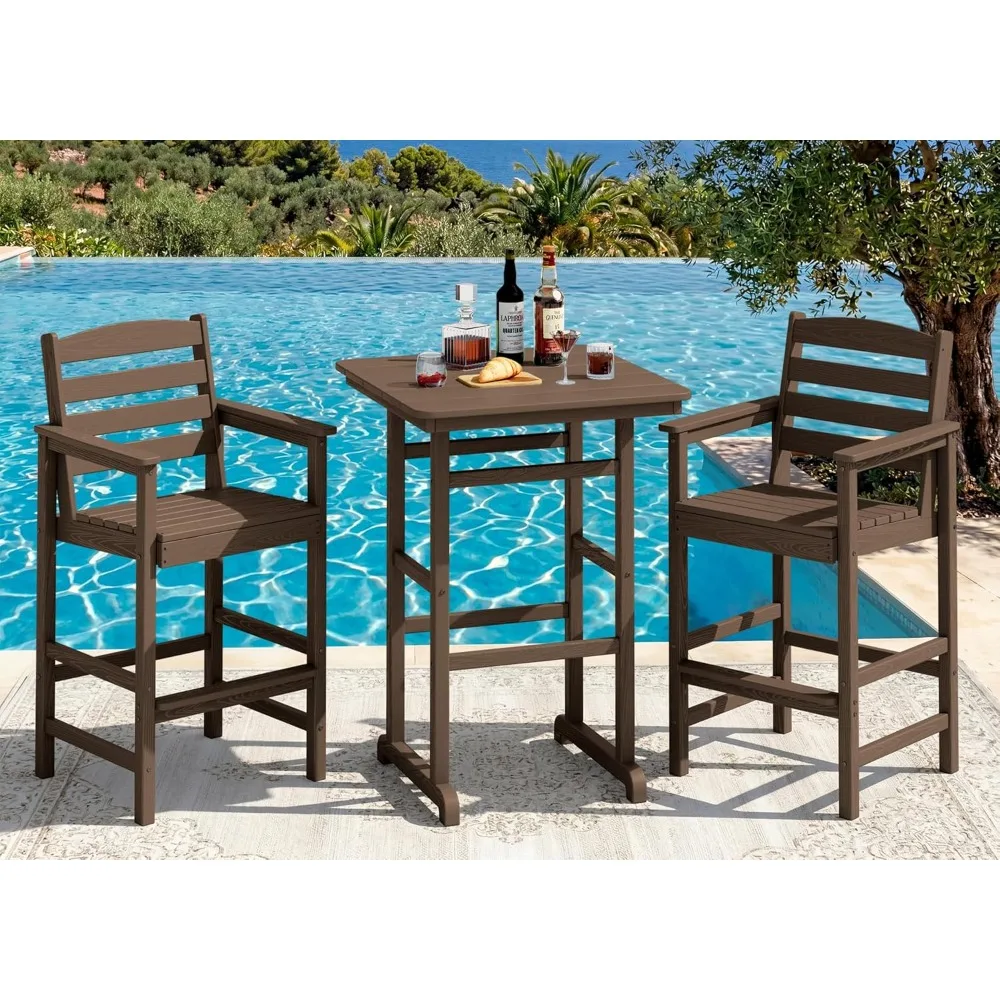 

Outdoor Patio Bar Set, Tall Adirondack Bar Chair and Table Set (Coffee, 3 pcs), Customized