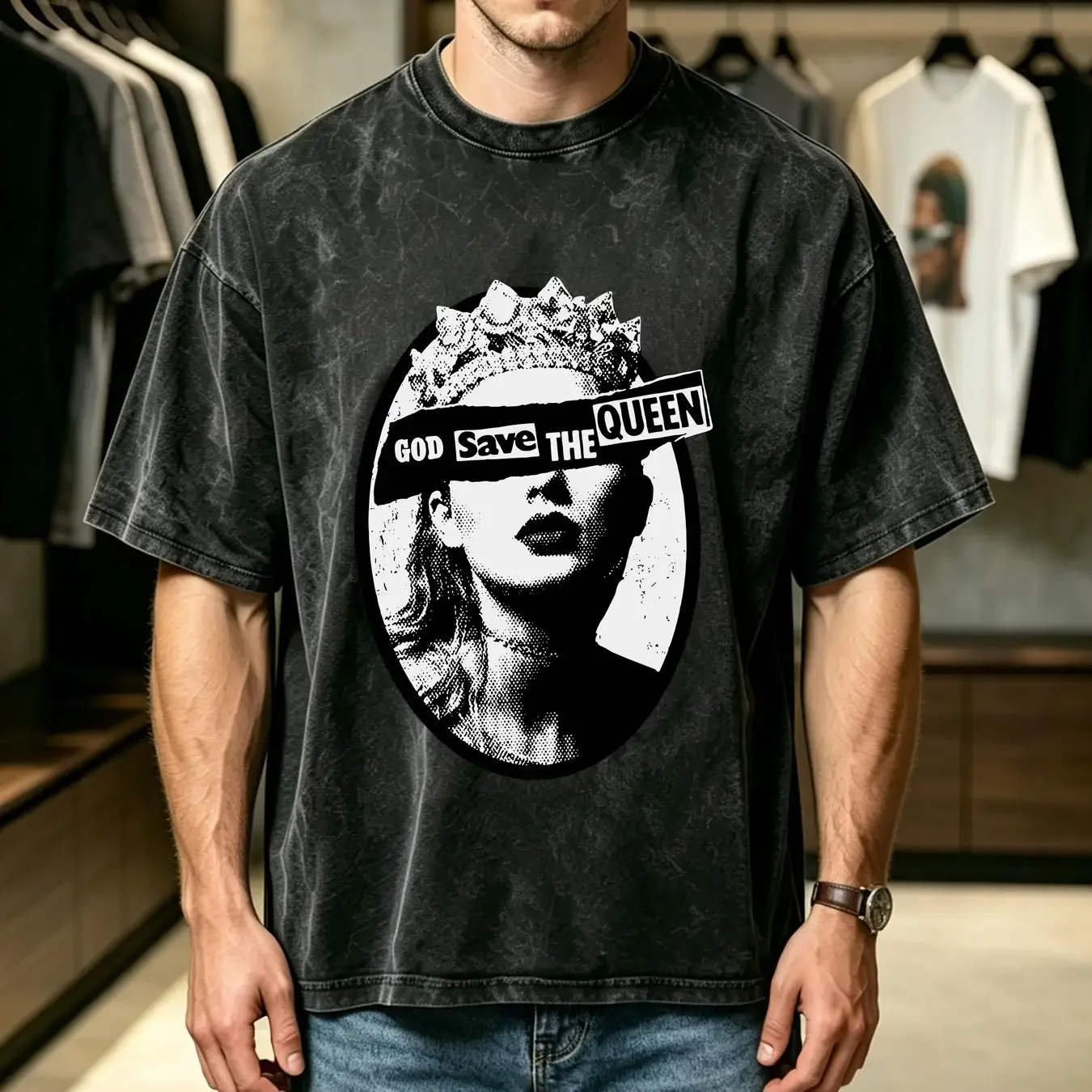 washed T Shirt God Save The Queen Reputation Merch REP Album long or short sleeves vintage Washed homme Casual Soft Breathable