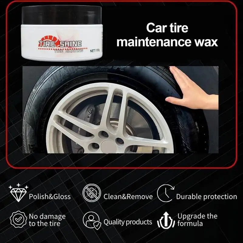 Tire Coating Wax Non-Greasy Protective Coating Restorer 100g Tire Coating Car Shine Wax Car Tire Paste Long Lasting Deep Black