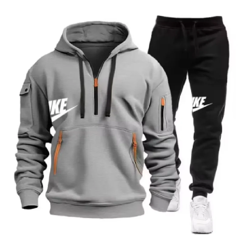 

2025 New men's autumn and winter suit zipper hoodie + trousers suit casual men's sportswear warm suit