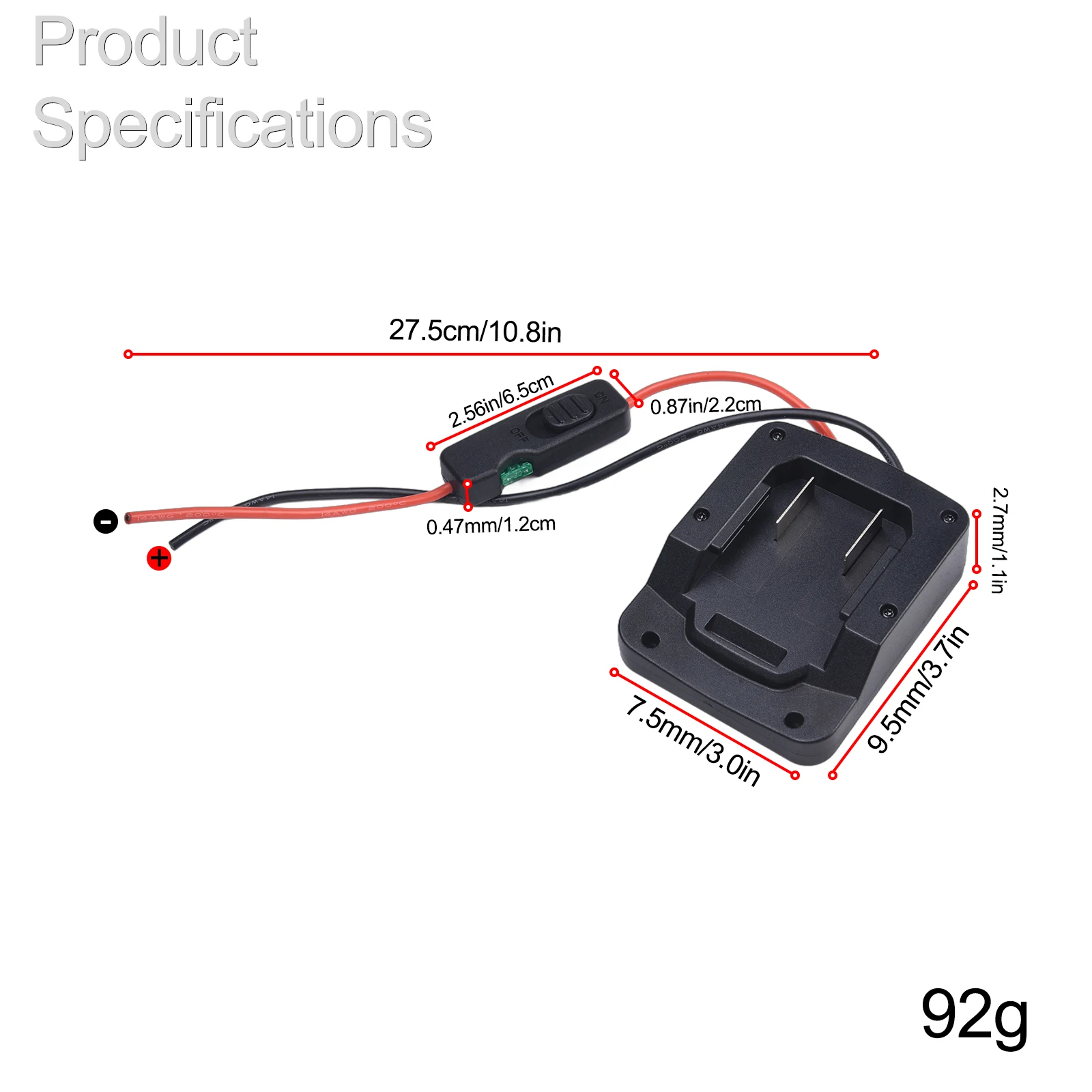 Adapter for Parkside X 20V Team Lithium Battery with Fuse and Silicone Copper Wire Designed for Secure Power Connection