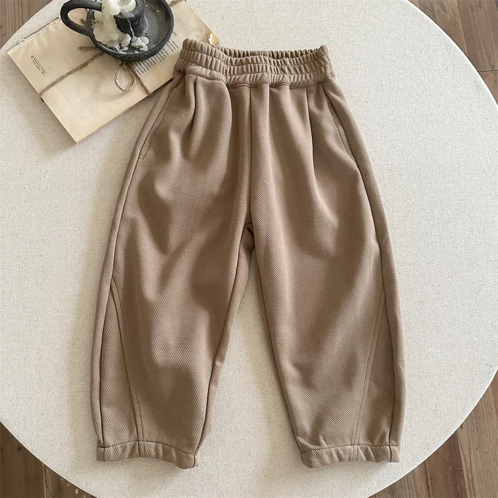 Children's Sanitary Pants Autumn New for Boys and Girls, Korean Loose Casual Stylish Versatile Pants, Solid Color Simple