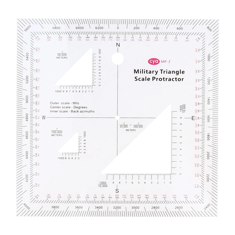 5''x5'' for TRIANGLE Coordinate Scale and Protractor Clear Plastic Easy to Read Topographical Map Scale for Land Navigat QXNF