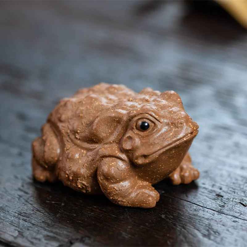 Purple Clay Tea Pet Frog Ornament Handmade Pixiu Wealth-attracting Three-legged Golden Toad Sculpture Tea Set Creative Model