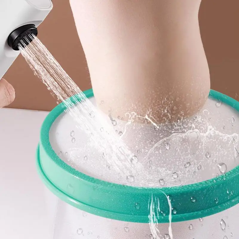 Blaue Duschabdeckung für Erwachsene, wasserdichter, versiegelter Gipsverband-Schutz für Wunden, Frakturen an Bein, Fuß, Arm, Handfläche, Badewannenschutzring, Schutzhülle – Detail 4