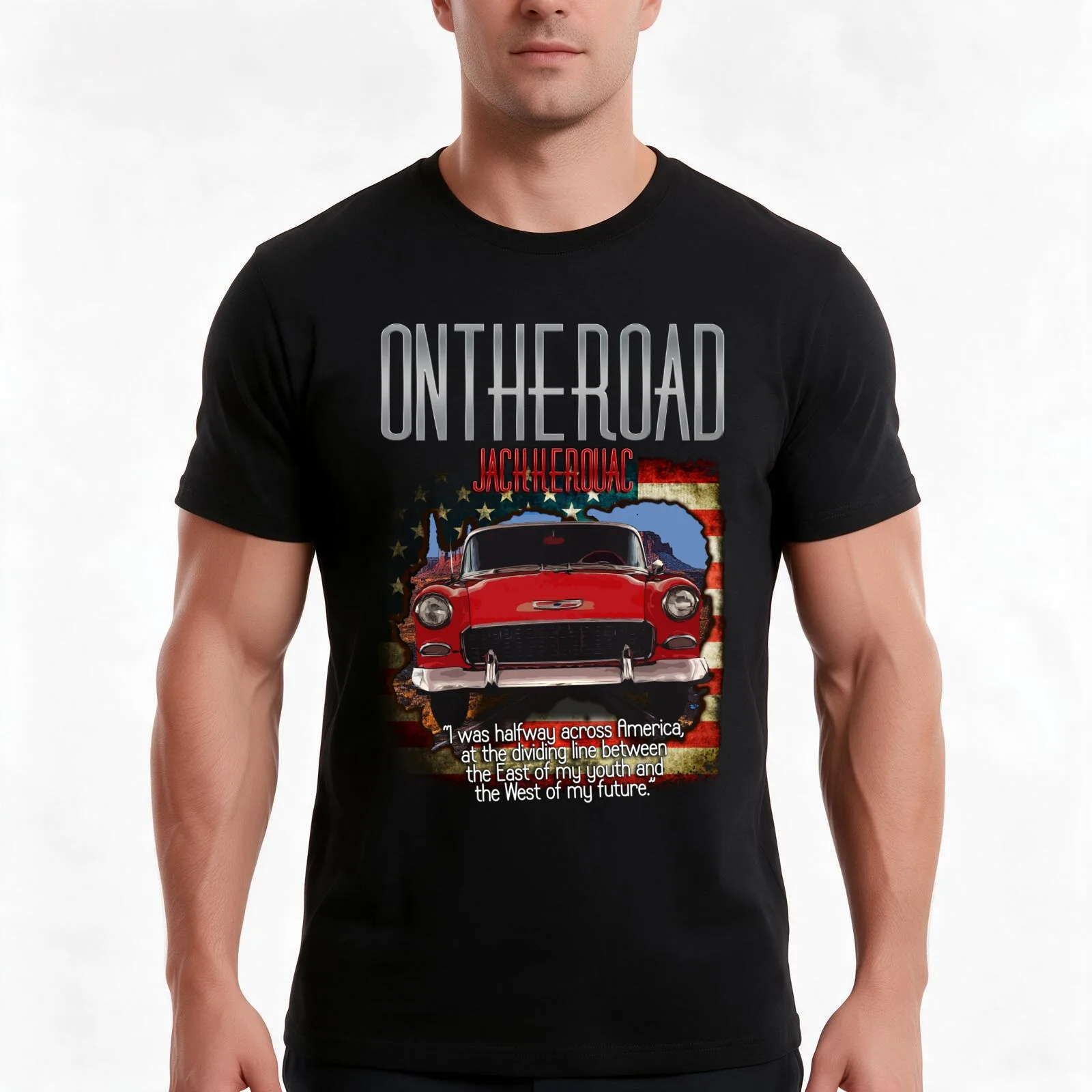 Jack Kerouac On The Road T-Shirt, Novelty Saying Tshirt, Soft Cotton Crew Neck Everyday Top