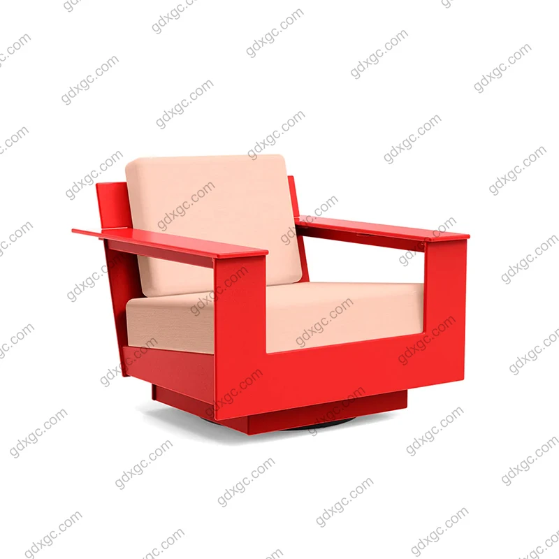 WPC Plastic Wood Outdoor Sofa Single Sofa With Cushion for Poolside Hotel Villa