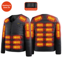 New Men'S Fashion Casual Winter Heated Long Sleeved Cotton Jacket With Usb Smart 24 Zone Heating Warmth Coat (No Power Bank)