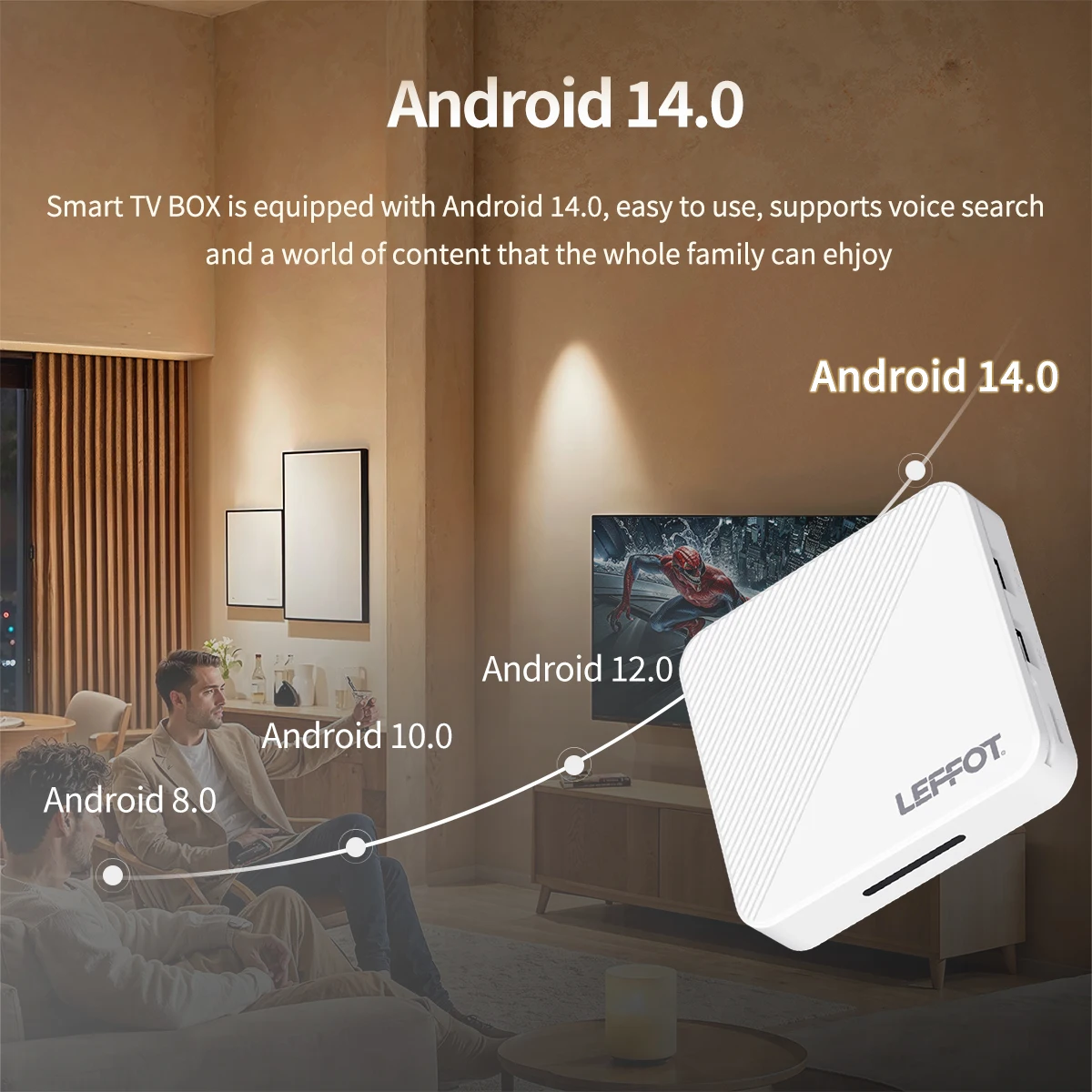 LEFFOT H313 Smart TV Box Android 14.0 RK3518 Quad Core 4K HDR Wifi6 Adequado para 2.4G e 5G HD Google Player H96 Max H313