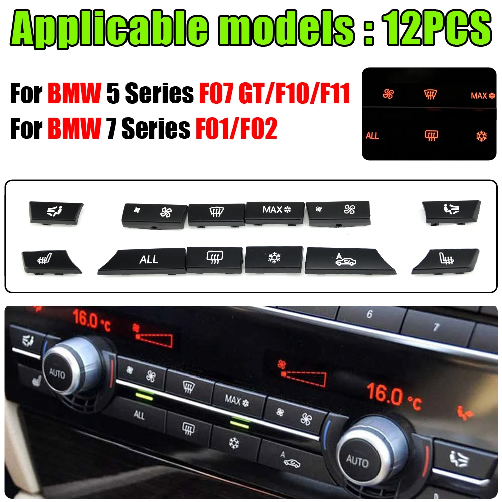 11/12/14 stücke Dashboard Klimaanlage AC Taste Heizung Schalter Abdeckung Für BMW 5 6 7 Serie X5 X6 f10 F18 F06 F12 F01 F02 F15 F16