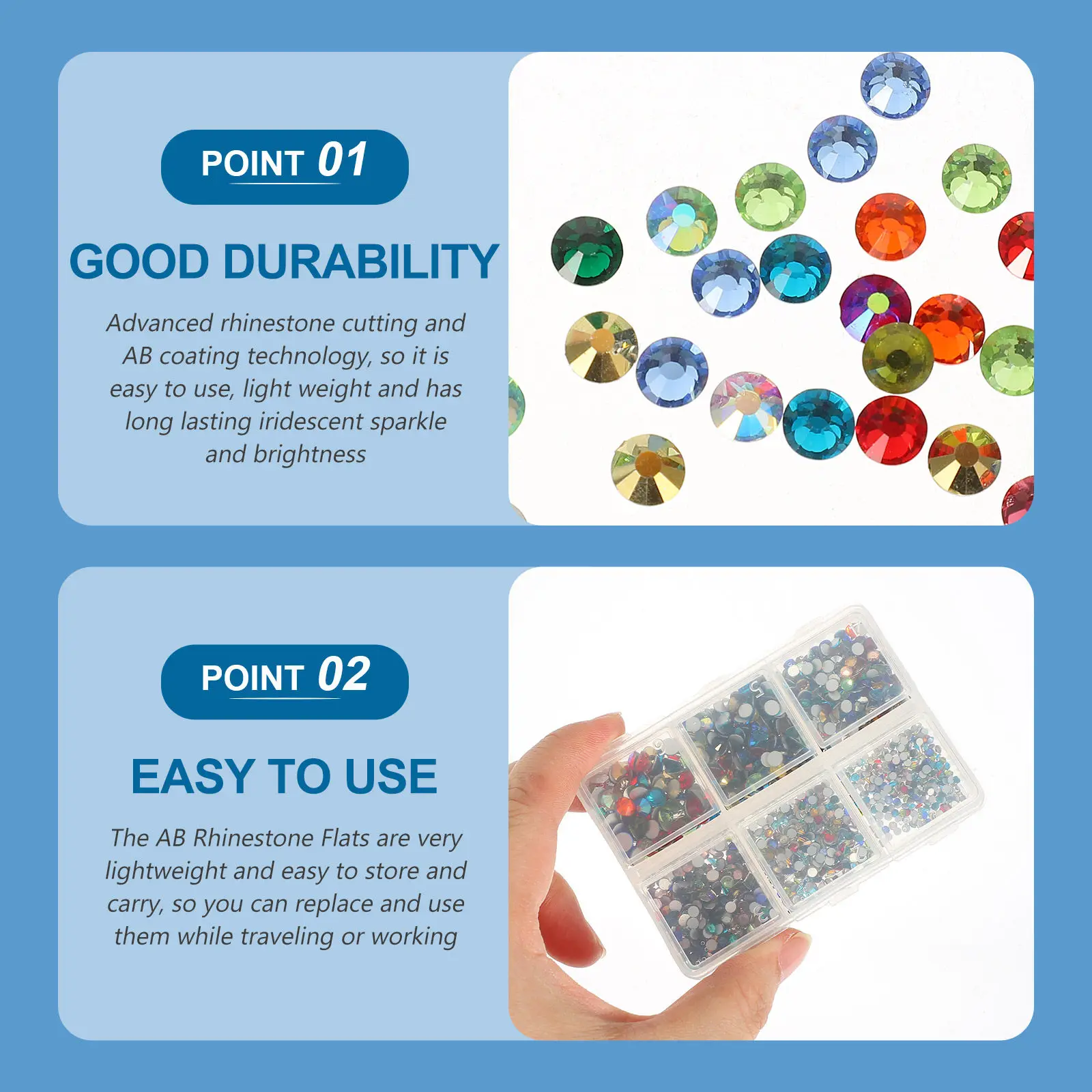 1세트 네일 라인스톤 유리 참 장식품 완벽한 크기 DIY 네일 아트 공예 장식 매니큐어 크리스탈 라인스톤 키트 반짝이