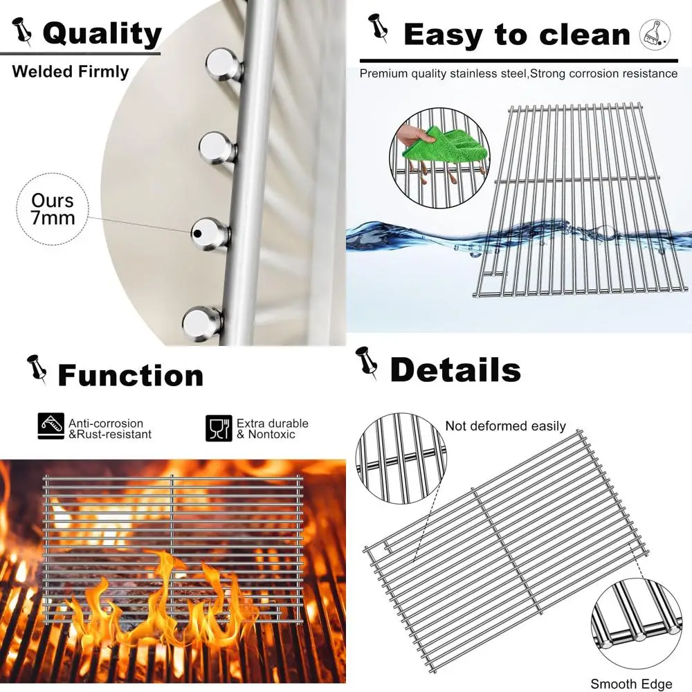 

Stainless Steel BBQ Grill Grates Replacement for Ceramic Rods Cooking Grids, Fits BGB30-BQR, BGC30 Models
