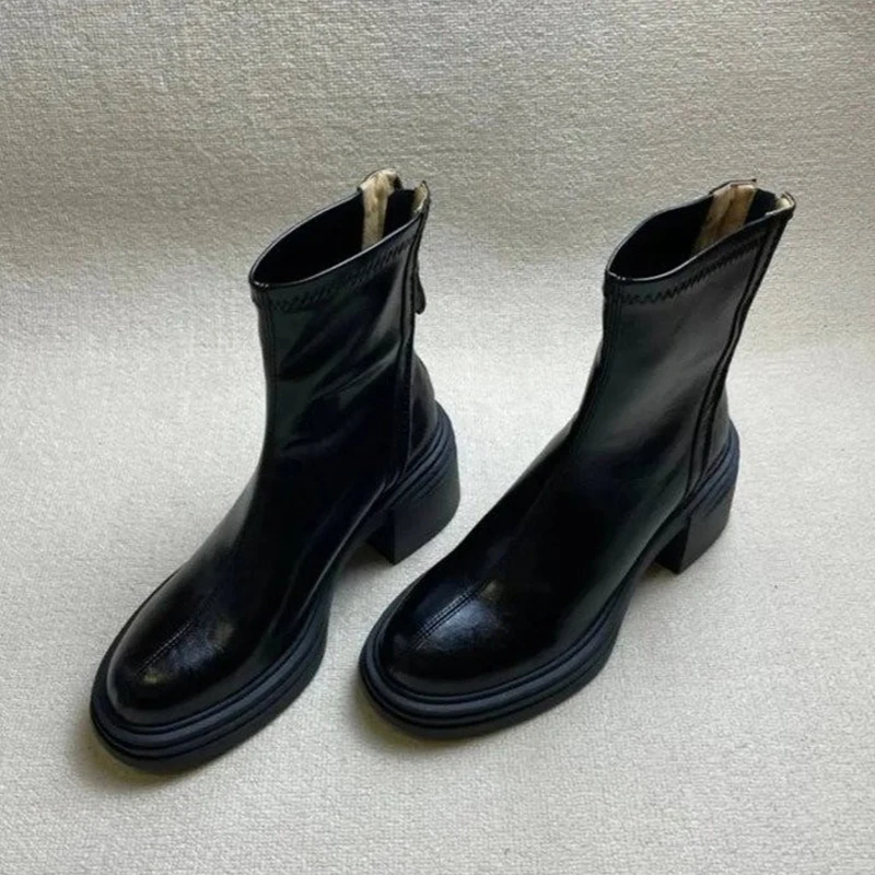 

High Heels Ankle Boots Women's Chunky Designer Shoes 2025 Winter New Fashion Pumps Chelsea Boots Dress Trend Goth Woman Booties