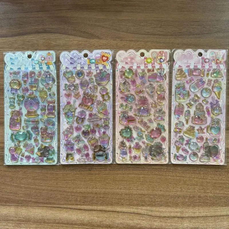 R53C Desserts Embossed Sticker PVC Resin Sticker For Children Room Decoration Scrapbooking Notebook Journal Phone Case