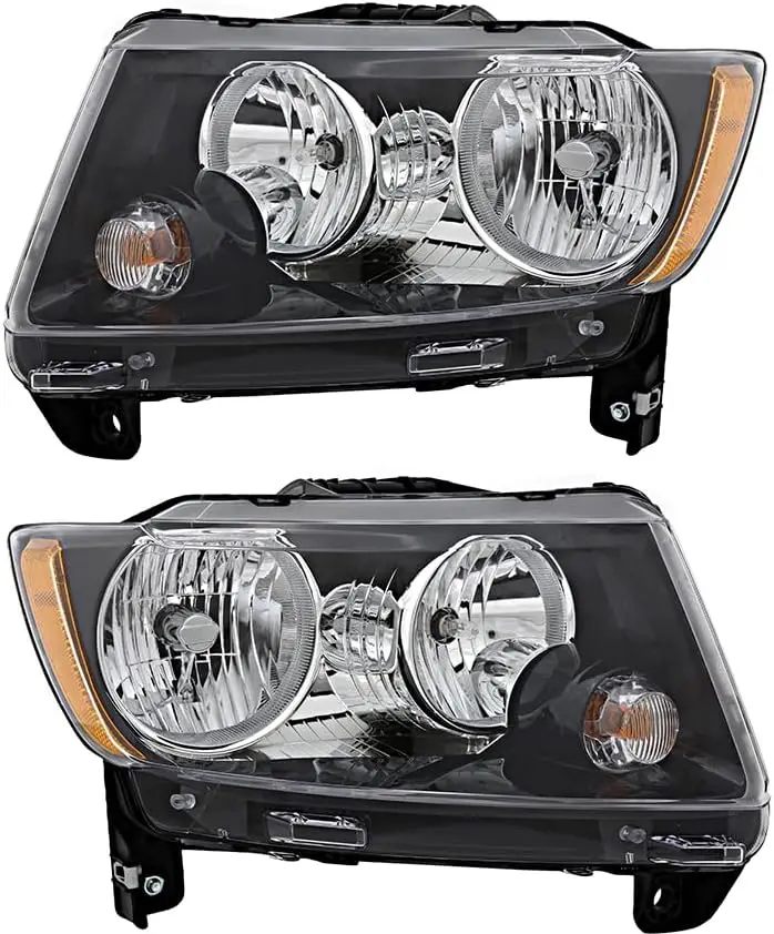 

Compatible with Jeep Compass Headlights Lamps Set 2013 2014 2015 2016 2017 Halogen Black Trim Driver and Passenger Side