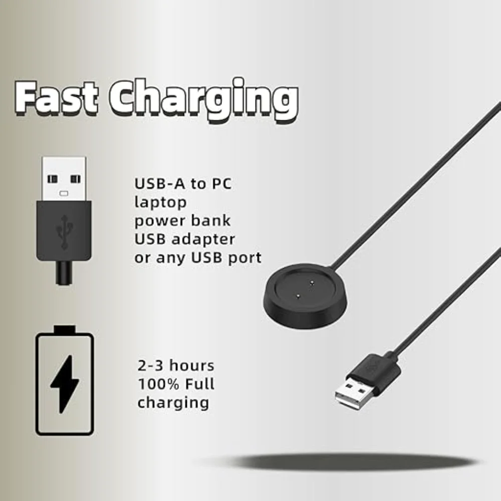 2-Pack for Amazfit GTS1/GTR1/T-Rex1 USB Smartwatch Charger Replacement Charger Charging Cable