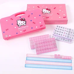 Cartoon Mini Mahjong Entertainment Hello Kitty Gravure Arrière Monochrome Motif Cadeau Set Portable Voyage Jouet Spring Tour