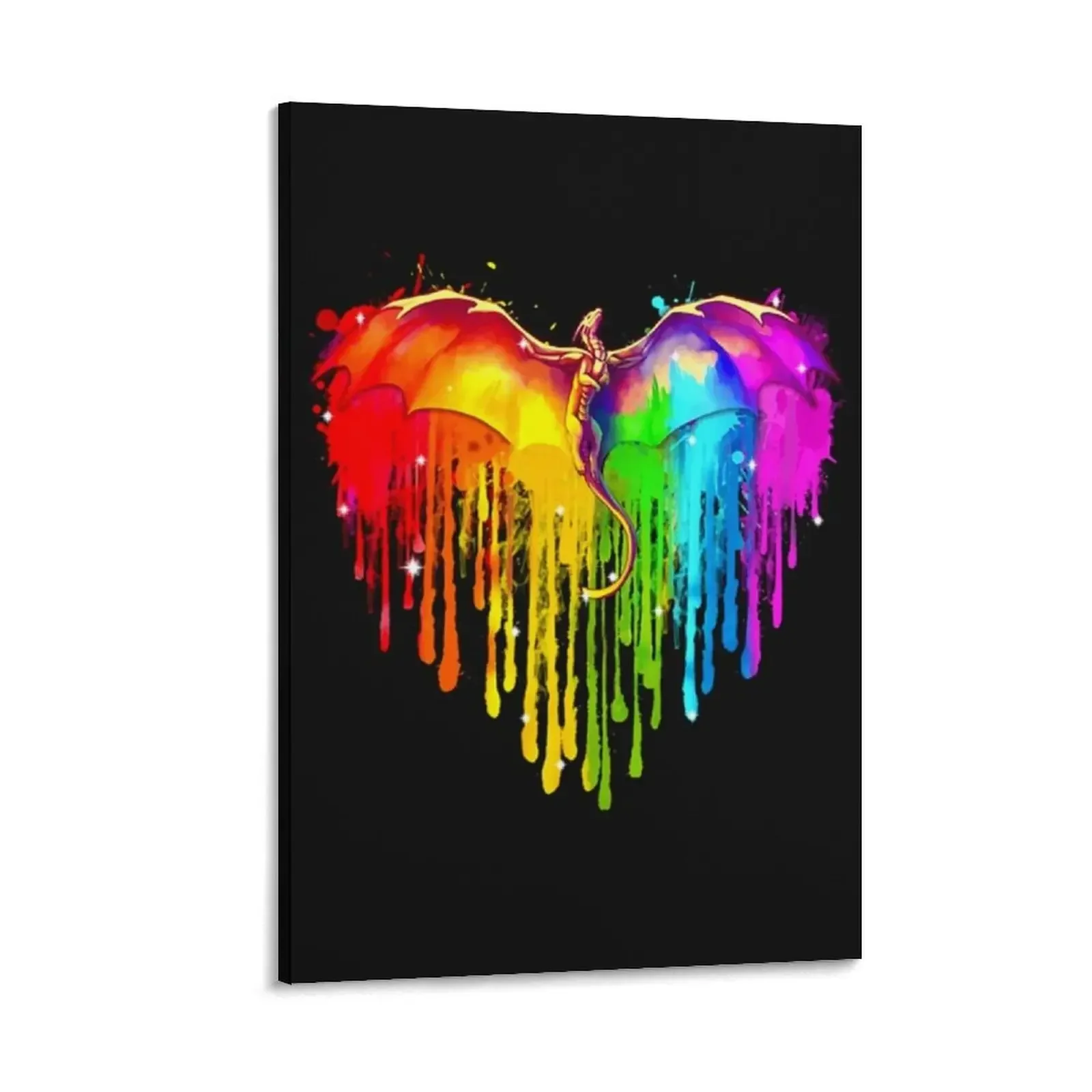 

Dragon LGBT Heart Watercolor Canvas Painting home decors accessories Wall posters art mural