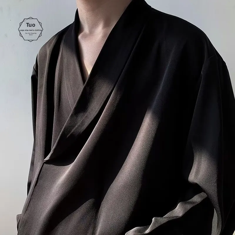 

Sli Long Sve Men's irt Traditional Chinese Hanfu Reformulated Meticulous And Mature Right Slanting Pure Color Spring...