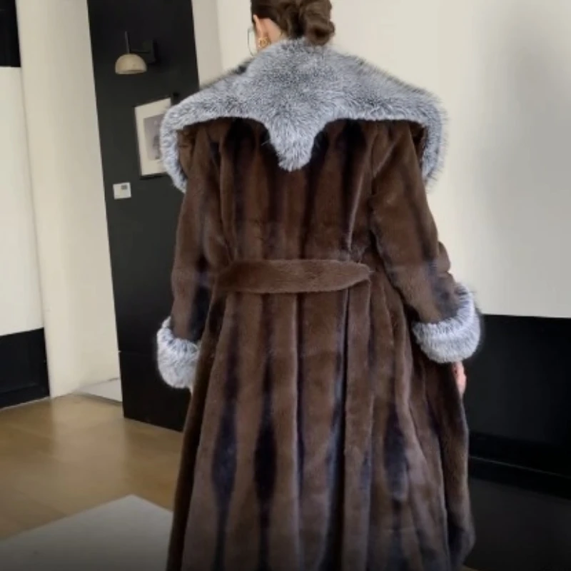Coat Cross Mink Imitation Fox Big Fur Collar Autumn and Winter New Imitation Mink Long Coat Wear Women's Mink Imitation Fur 2026