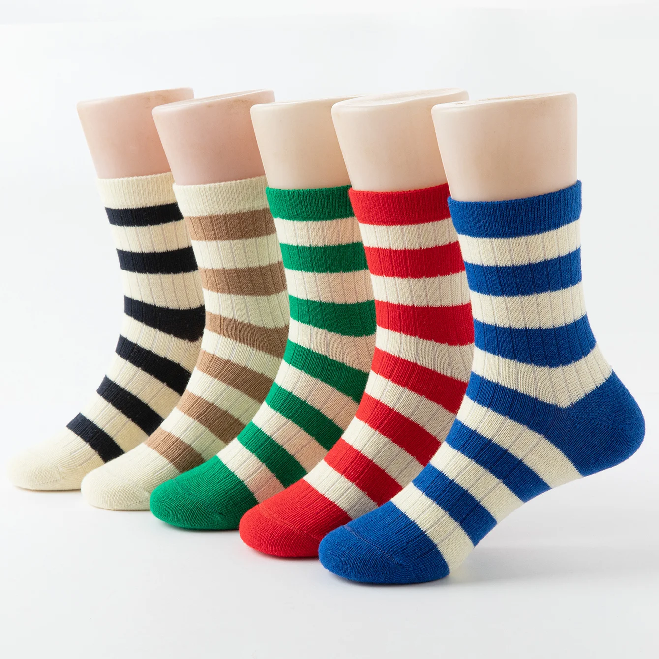 5 pairs of cute colored striped socks for girls and children, breathable and comfortable, odor proof socks for students, spring