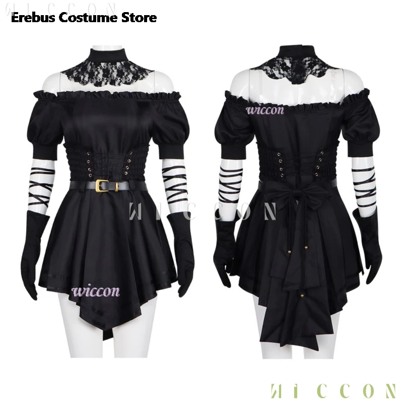 أزياء الهالوين التأثيرية غروك AI Ani التأثيرية فستان لوليتا القوطية ذيول مزدوجة ملابس سوداء لمحبي النساء ملابس أنيمي