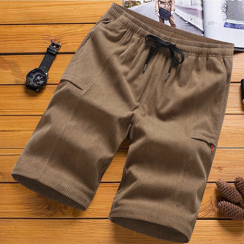 

Men Shorts Summer New Solid Color Lace-up Sweatpants Corduroy Simple Quarter Shorts Men's Shorts Casual Pants Gym Cargo Shorts