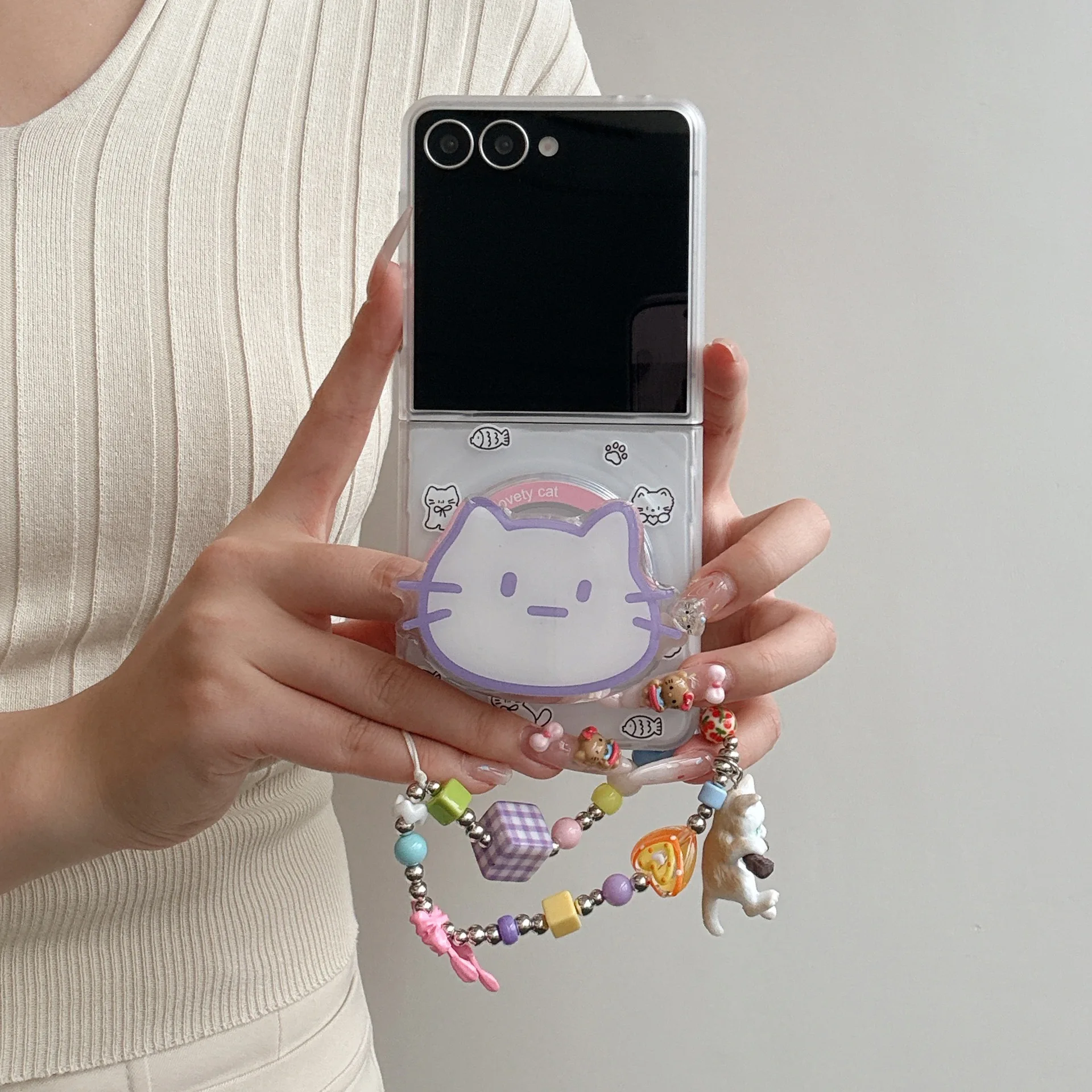 حافظة هاتف 810A100 لهاتف سامسونج جالاكسي Z Flip 7 6 5 4 غطاء خلفي واقٍ لهاتف ZFlip5 ZFlip6 ZFlip7