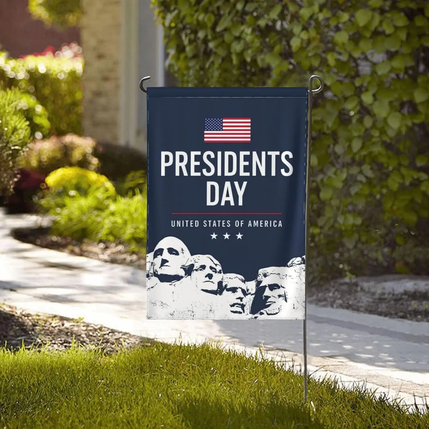 Double-Sided Happy Presidents Day Garden Flag America Patriotic Independence Day Outdoor Decorative Flag, Heavy-Duty Weather IIC