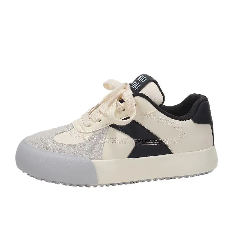 أحذية نسائية سميكة القاع دي شين برأس مستدير على طراز هونج كونج وصلت حديثًا أحذية بيضاء مسطحة كاجوال مريحة منخفضة الأعلى #5