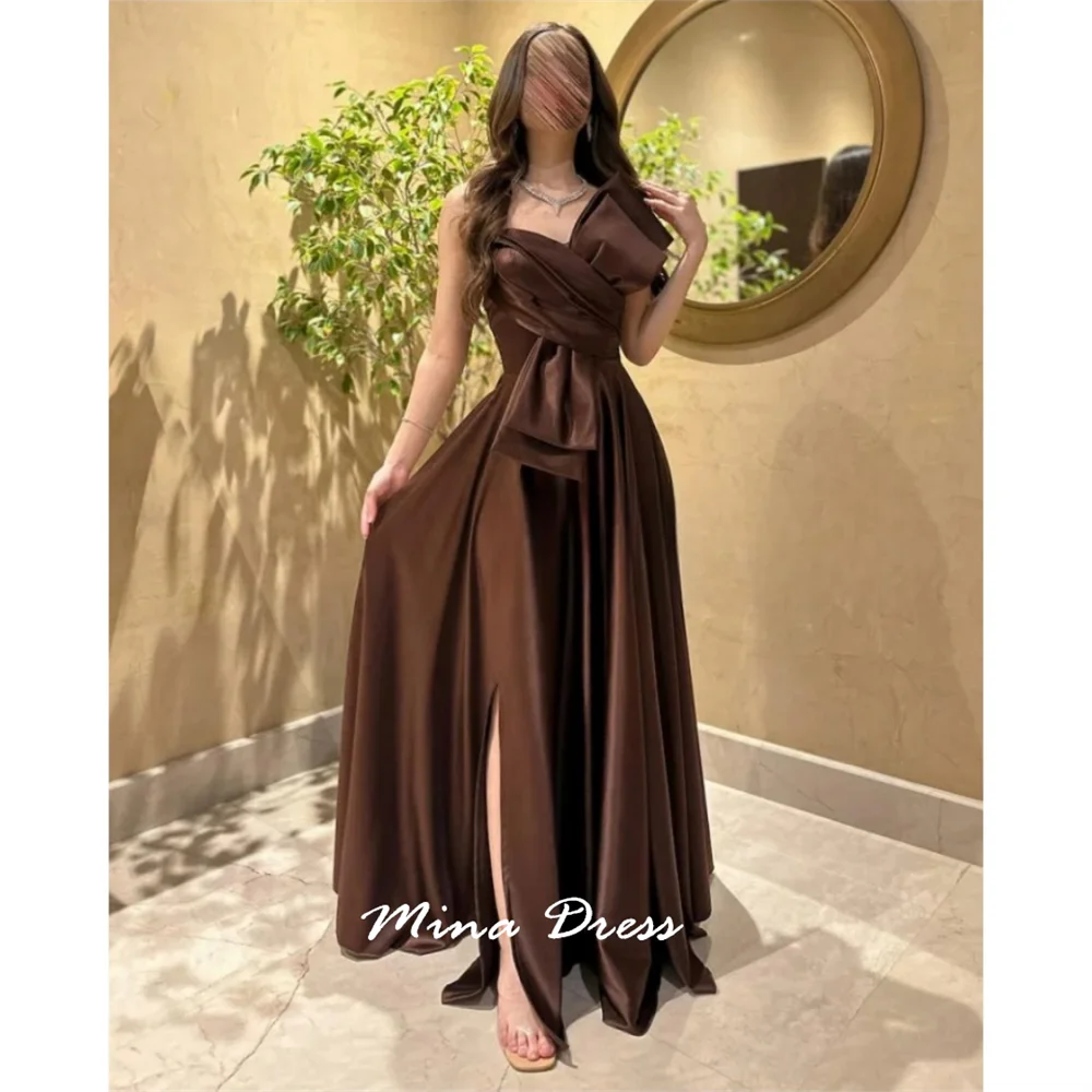 

Mina Customized Slant Prom Dresses for Special Occasions Back-length Lace Luxurious Women's Evening Dresses Party Elegant Woman