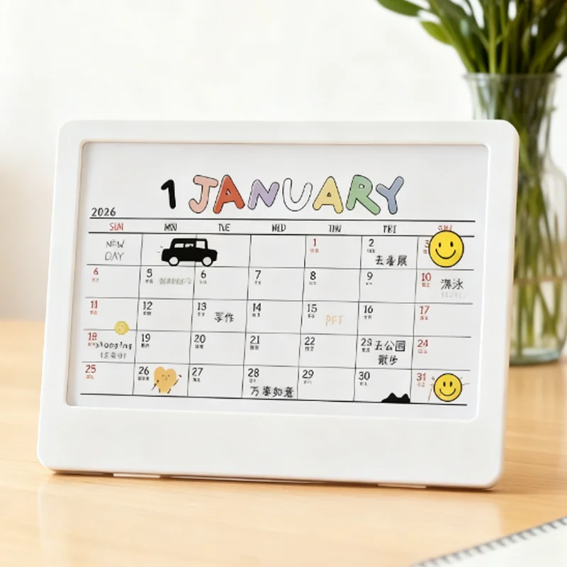 Desk Calendar Decoration, 2026 Cute Doodle Cute Plan Notebook, Student Desktop Calendar, Creative Decoration