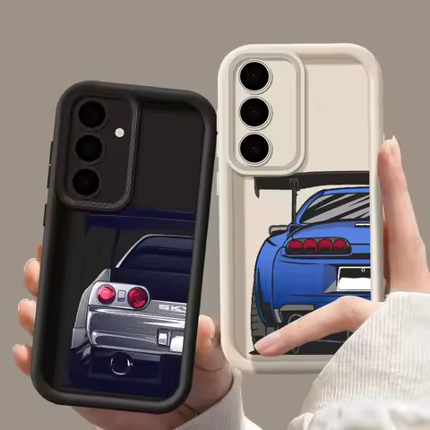 Cartoon Tokyo JDM Drift Sports Car Rear For Samsung Galaxy Phone Case S24 S23 S21 S20 FE S25 Ultra Plus A55 A54 A35 Back Cover