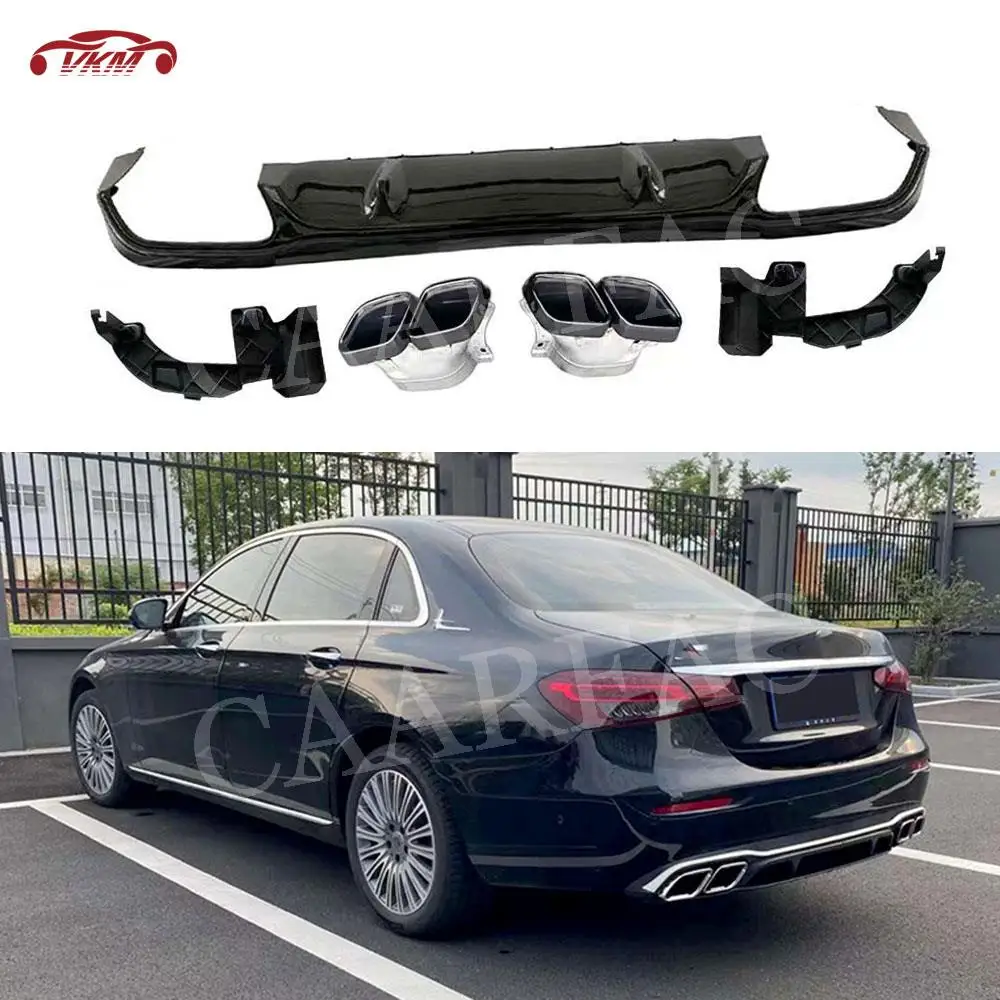 

ABS Rear Bumper Lip Diffuser with Exhaust Tips for Mercedes Benz W213 E Class E300 Standard Not AMG 2016 -2021+ Car Styling