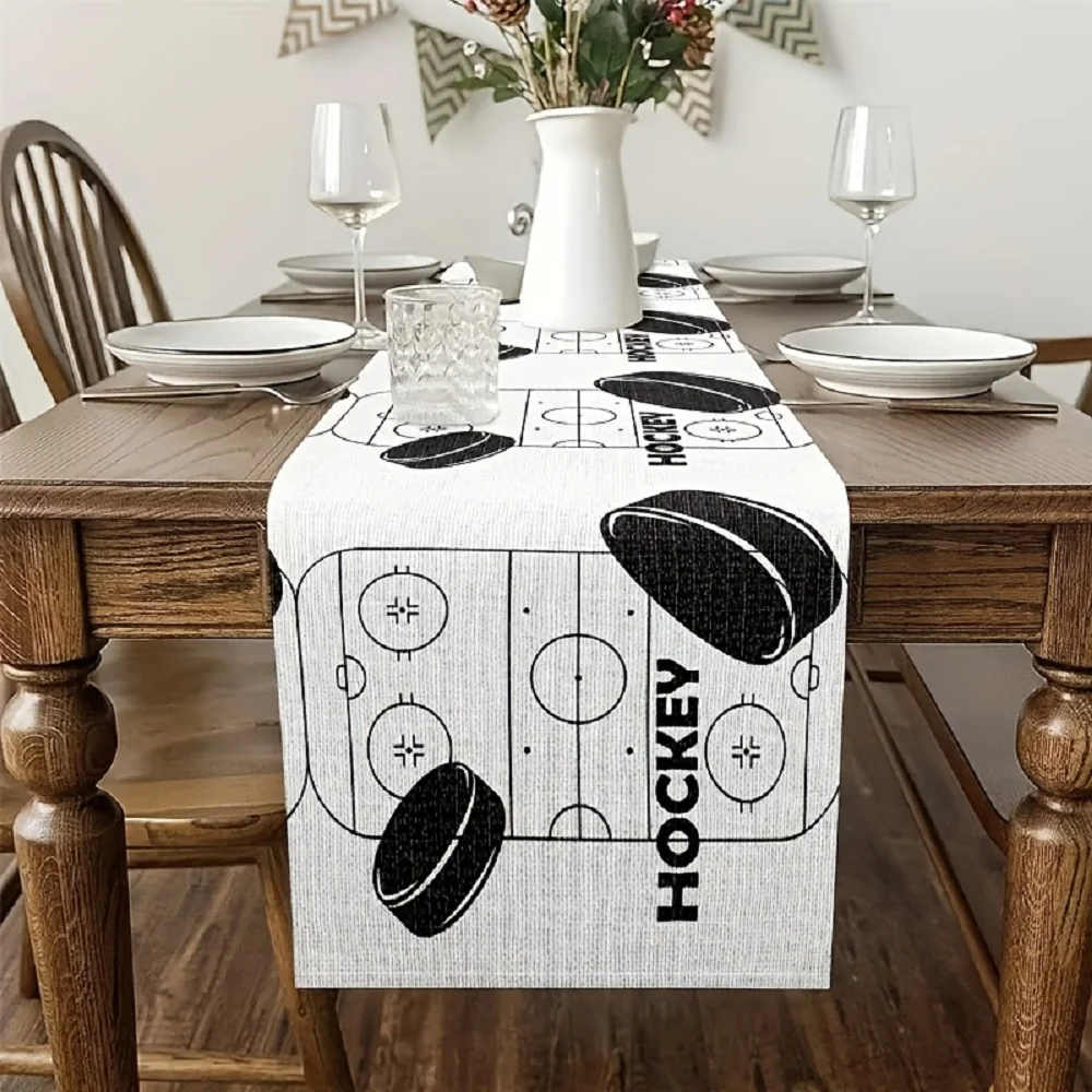 1 Piece of Ice Hockey Table Flag, Suitable for Farmhouse, Indoor, Kitchen, Celebrations, Table Decoration, Restaurant and Banquet Decoration Supplies
