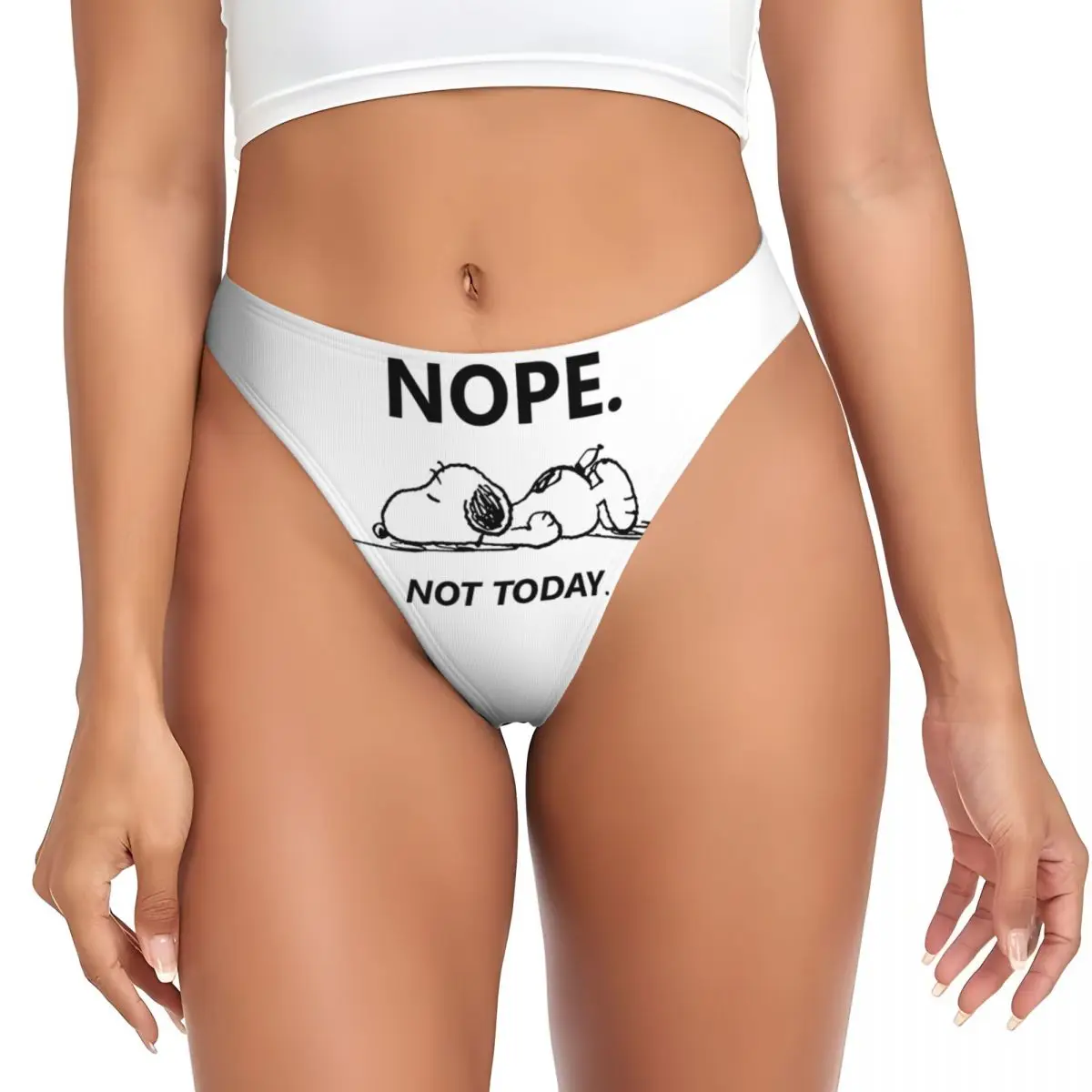 Custom Snoopys Nope Not Today G-string Thongs Women Breathable Stretch Panties Underwear