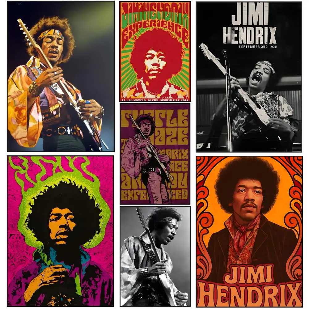 J-Jimi Hendrix Kraft Papper Poster HD Waterproof Aesthetic Wall For Home Decor Trendy Durable Easy To Apply Art