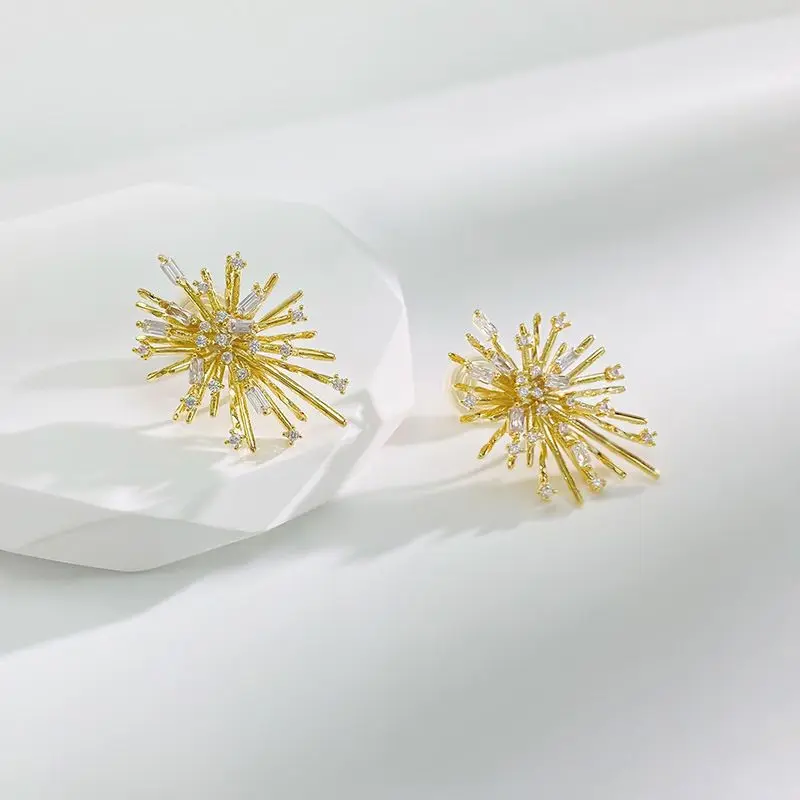 New Fireworks Zircon Earrings and Earstuds for Women's Fashion, Light Luxury, Personalized and High end Earrings