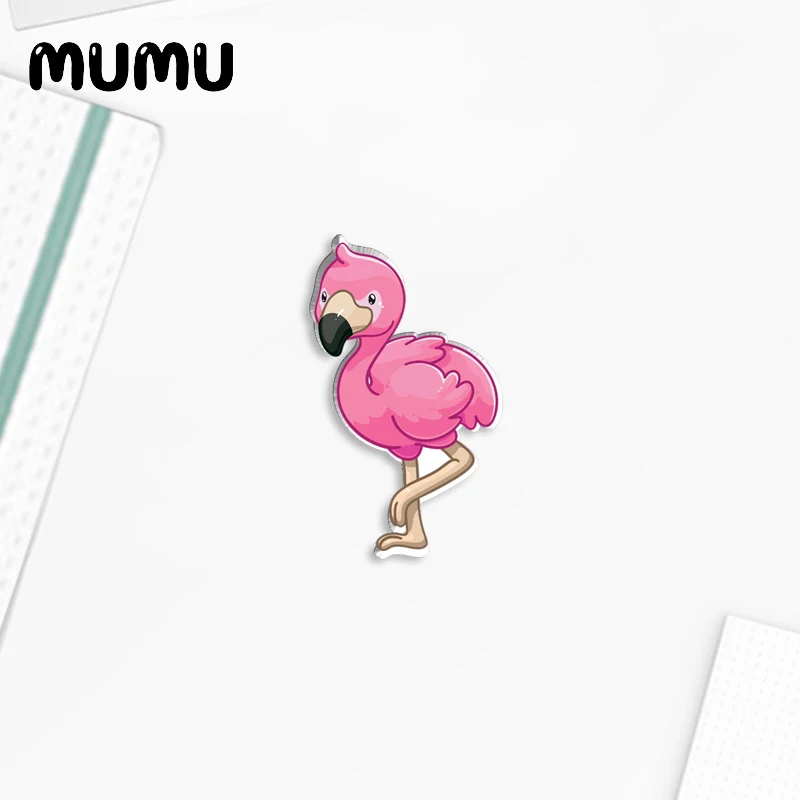 2023 New Pink Flamingo Lapel Pin Bird Art Acrylic Brooches Handmade Epoxy Jewelry Shirt Bag Badge