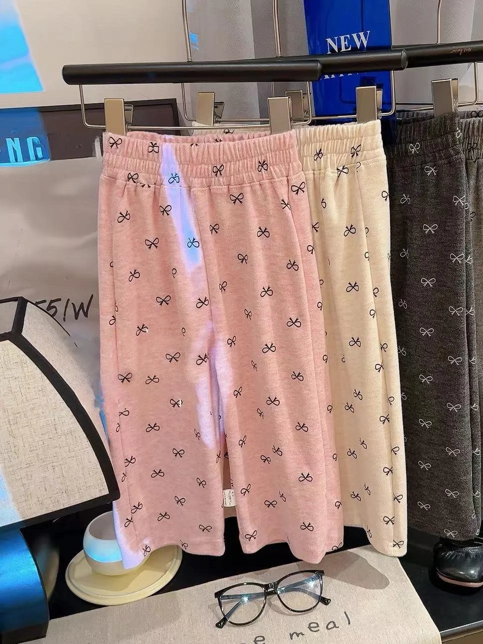 

Весенние широкие брюки с узлом и принтом Faion, детские повседневные эластичные прямые брюки свободного покроя, модные длинные брюки для девочек