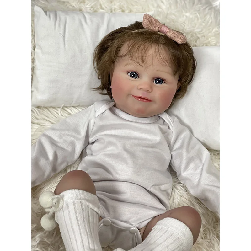 48cm  Cute Handmade Vinyl Silicone girl doll Maddie  with planting hair Alive Babies Doll Toys for Kids