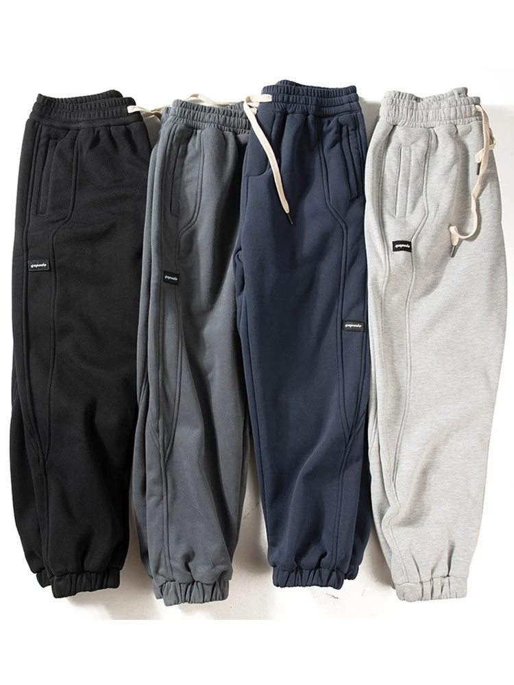 

Men's Fce Lined Thi Warm Loose Fit Casual Sports Pants Autumn Winter Faionable Brand Youthful Vitali Sle Long Trou...