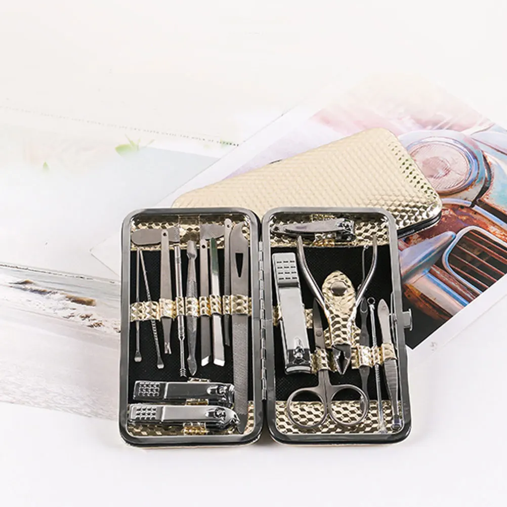 

19pcs Nail Art Kit Manicure Tools Set Durable Lightweight Long Handle For Home Salon Pedicure Grooming Trimmer Cutter Kit