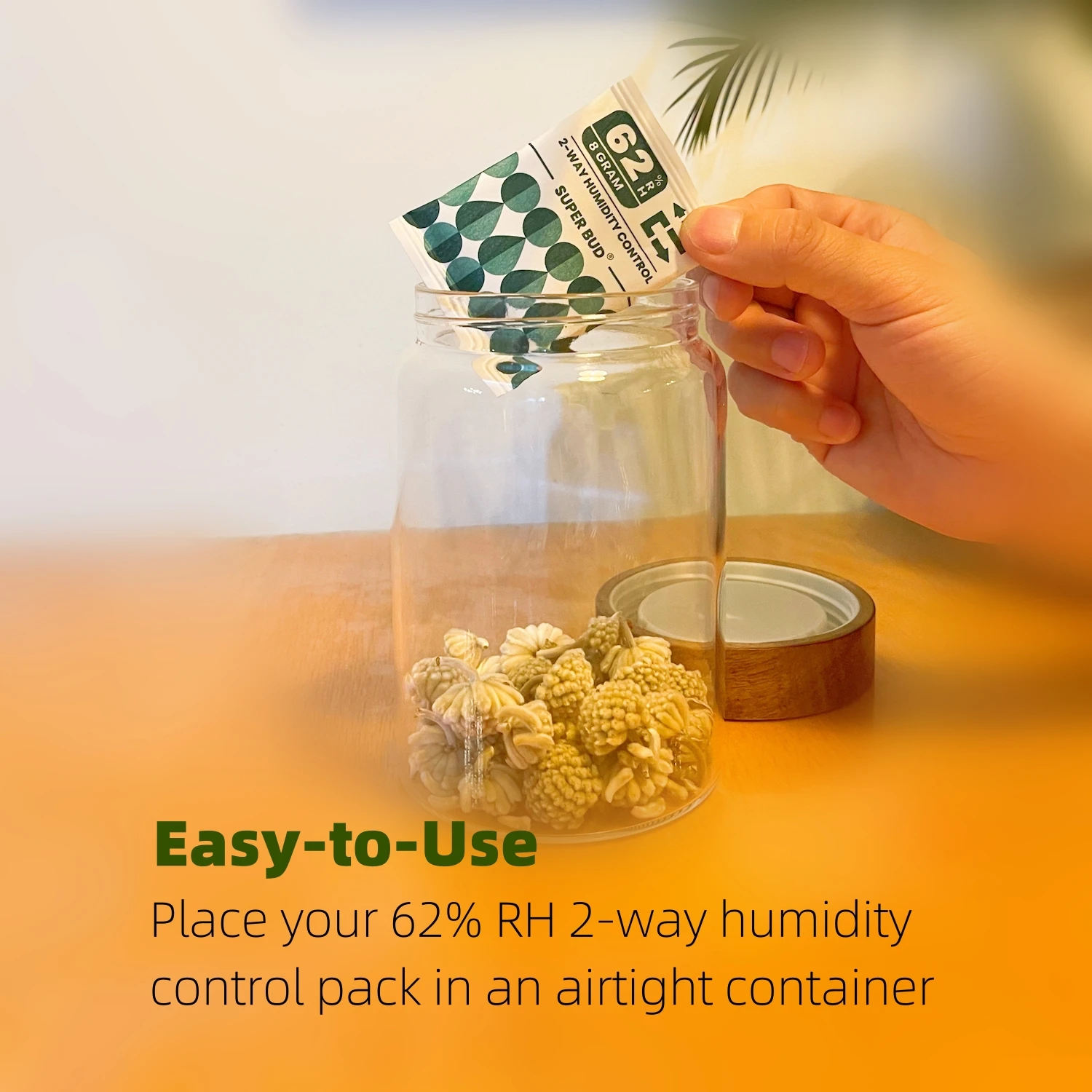 2-Way Humidity Control Packs Size 4g/ 8g, 62% RH for Curing&Storage Flower Buds, Herbs Moisture Balancer, Hydration Packets