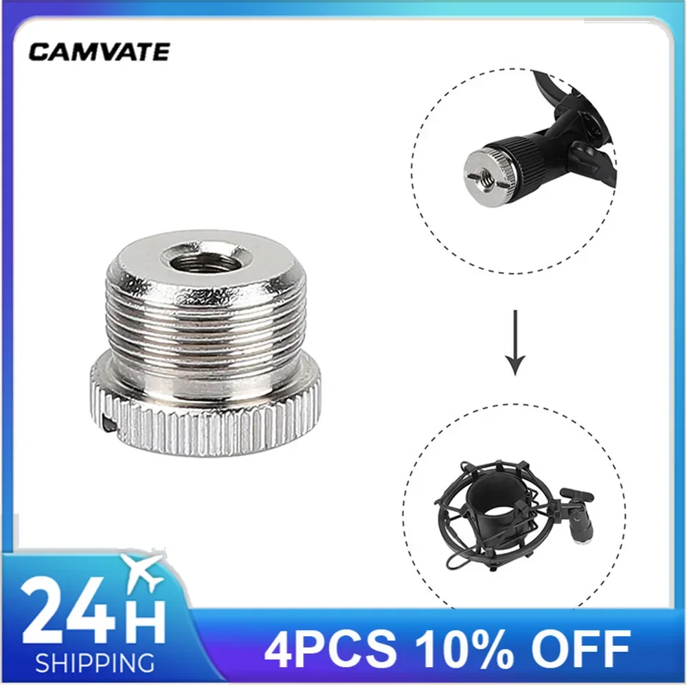 CAMVATE-Adaptador de tornillo macho a hembra de 5/8 "para micrófono, soporte de cabeza esférica, superabrazadera, accesorios de fotografía, 1/4"