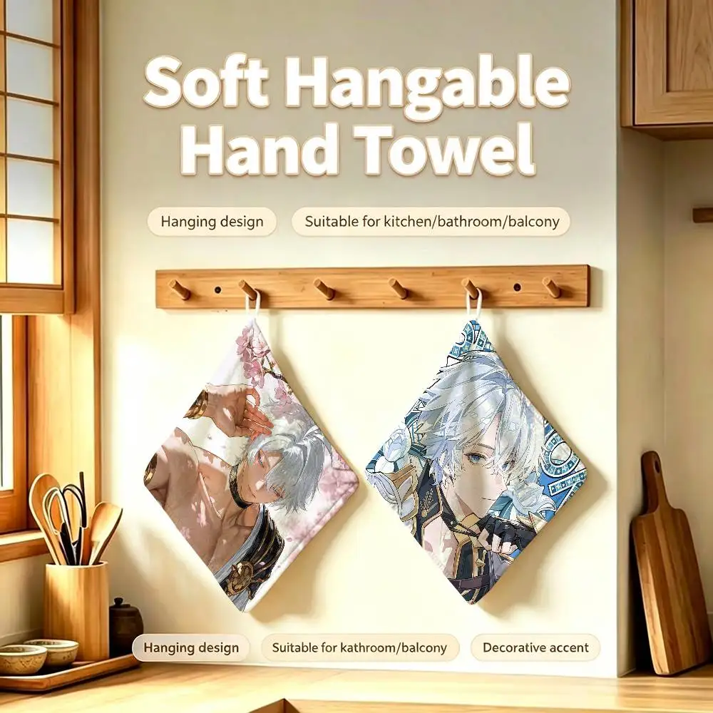 Star Phainon RailHonkai Polyester Cotton Hanging Kitchen Towel Skin Friendly Hand Wiping Towel For Hotel Cafe Household